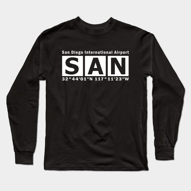 SAN Airport, San Diego International Airport Long Sleeve T-Shirt by Fly Buy Wear